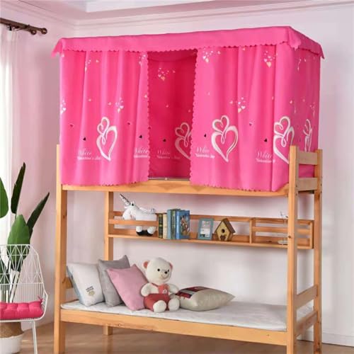 Treer Bettvorhang Hochbett Etagenbett, Blackout Vorhänge Staubdicht Betthimmel Hochbett Etagenbett Kinder Bettzelt Schlafsaal Bettvorhänge für Studentenwohnmein Kinderzimmer (1.2x2M,Rosa Herz) von Treer