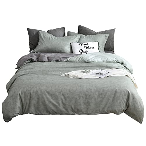 Treer Bettwäsche Bettbezug Set 3 Teilig Modern Weiche Microfaser Bettdeckenbezug mit Reißverschluss und 2 Kissenbezüge (200x200cm,Hellgrün) von Treer