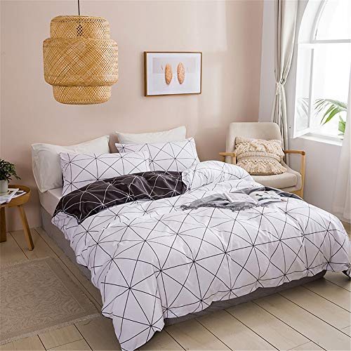 Treer Bettwäsche-Set, Kissenbezüge + Bettbezug Set Nordischer Stil Geometrie Mikrofaser Super Weiche Deluxe Junge Mädchen Bettwäsche Set (White Nordic,200x200cm) von Treer