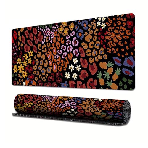 Treer Blumen Druck Gaming Mauspad, Mousepad mit Vernähte Kanten, Mauspad L/XL/XXL, rutschfeste Gummibasis Mousepad Gaming Mauspad Groß (Bunt,800x300mm) von Treer