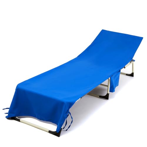 Treer Einfarbig Sonnenliege Auflage, Gartenliege Abdeckung, Frottee Schonbezug Gartenstuhl mit 2 Taschen, für Schwimmbäder Strände Gartenhotels Liegenauflagen (75x210cm,Königsblau) von Treer