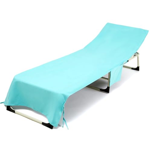 Treer Einfarbig Sonnenliege Auflage, Gartenliege Abdeckung, Frottee Schonbezug Gartenstuhl mit 2 Taschen, für Schwimmbäder Strände Gartenhotels Liegenauflagen (75x210cm,Mintgrün) von Treer