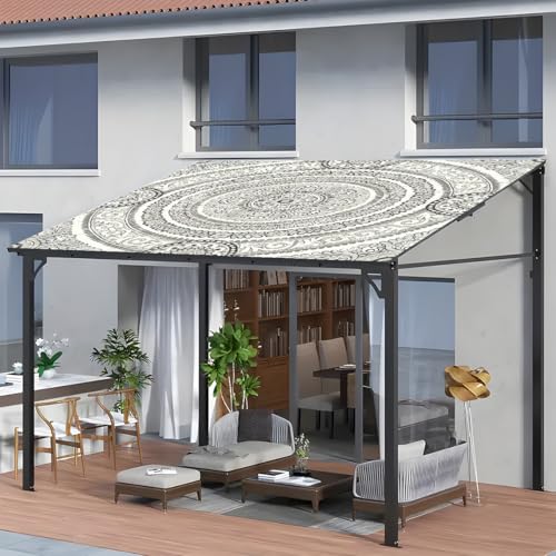Treer Exotisches Mandala-Muster Sonnensegel Rechteckig wasserdichte Polyester UV-Schutz 95% Sonnenschutz Markise mit ösen und4 Seilen für Garten, Terrasse, Balkon und Camping (Weiß,2x2.4m) von Treer