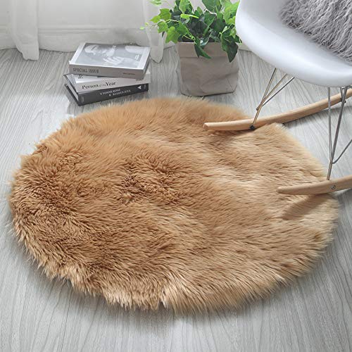 Treer Faux Lammfell Schaffell Teppich, Lammfellimitat Teppich Longhair Fell Optik Nachahmung Wolle Bettvorleger Kunstfell Dekofell Sofa Matte für Kinderzimmer (45cm,Kamel) von Treer
