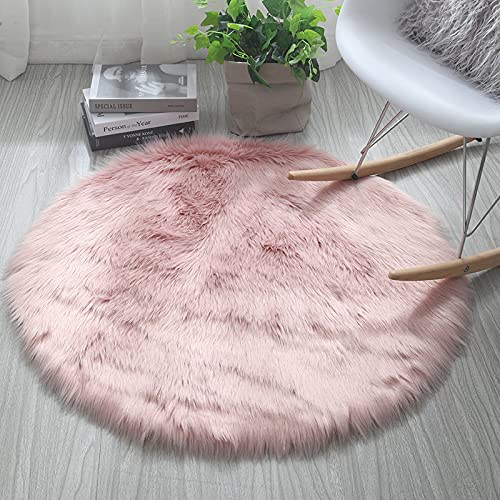 Treer Faux Lammfell Schaffell Teppich, Lammfellimitat Teppich Longhair Fell Optik Nachahmung Wolle Bettvorleger Kunstfell Dekofell Sofa Matte für Kinderzimmer (50cm,Rosa) von Treer