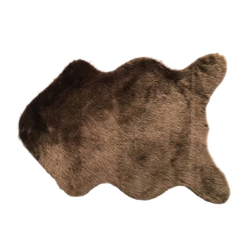 Treer Faux Lammfell Schaffell Teppich, Lammfellimitat Teppich Longhair Fell Optik Nachahmung Wolle Bettvorleger Kunstfell Dekofell Sofa Matte für Kinderzimmer (75 * 106cm,Braun) von Treer
