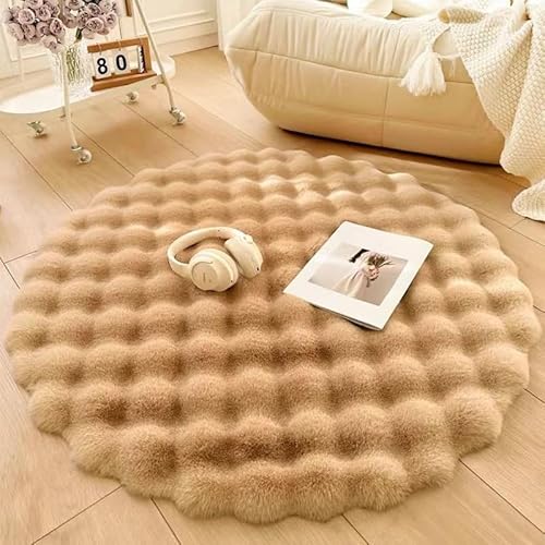 Treer Faux Lammfell Schaffell Teppich, Lammfellimitat Teppich Longhair Fell Optik Nachahmung Wolle Bettvorleger Kunstfell Dekofell Sofa Matte für Kinderzimmer (Khaki,40cm) von Treer