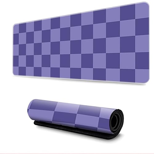 Treer Gaming Mauspad, Mousepad mit Vernähte Kanten, Mauspad L/XL/XXL, rutschfeste Gummibasis Mousepad Gaming, Mauspad Groß 3D Schachbrettmuster Drucken (800x300mm,Lila) von Treer