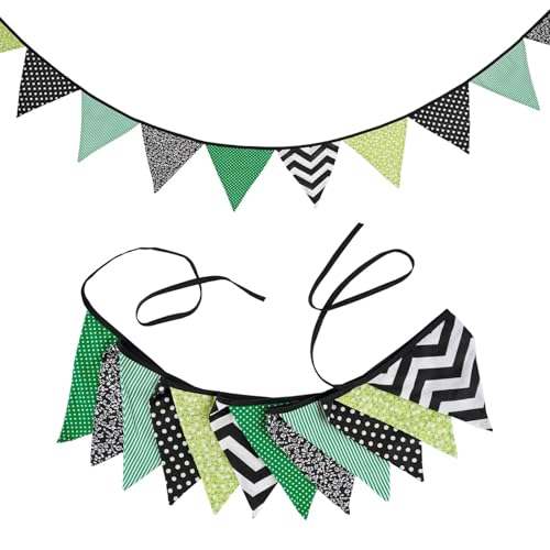 Treer Halloween Wimpelkette Stoff Kinderzimmer, 3.2M Wimpelkette Stoff Bunt Lila - Hausbett Deko Mädchen & Jungen für Girlande Kinderzimmer Deko, Wanddeko and Outdoor (Grün) von Treer