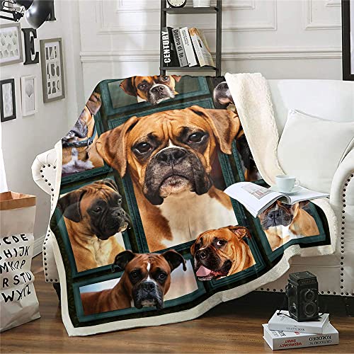 Treer Kuscheldecke Flanell Decke Überwurf - 3D Hund Druck Wohndecke Weiche Mikrofaser Fleecedecke als Sofadecke, Couchdecke, Sofaüberwurf, Bettüberwurf, Tagesdecke (Boxer-Hund,150X200cm) von Treer