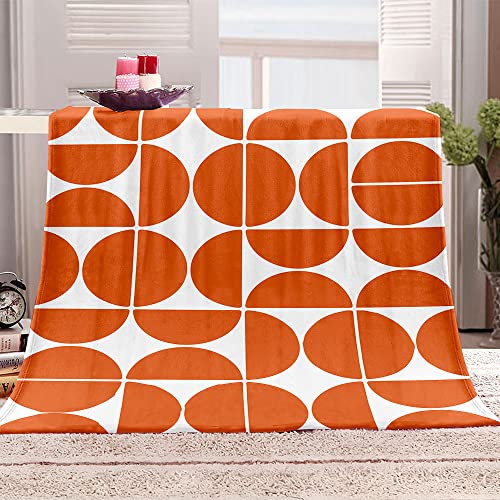 Treer Kuscheldecke Flauschige Decke Flanell Decke Warme Wohndecke aus Mikrofaser als Sofadecke, Couchdecke, Bettüberwurf, oder Tagesdecken Geeignet (150x220cm,Orange geometrisch) von Treer