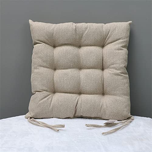 Treer Leinen Stuhlkissen mit Bändern Sitzkissen,Tatami Kissen Stuhlauflage Sitzpolster Kissen für Stuhl Weiches Sitzkissen für Indoor Zuhause Stuhl Outdoor Garten (45x45cm,Beige) von Treer