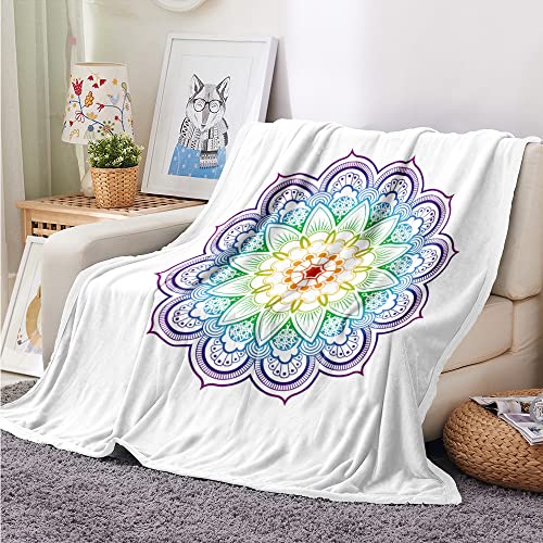 Treer Mandala Kuscheldecke Flauschige Decke Weiche Flanell Decke Warme Wohndecke aus Mikrofaser als Sofadecke, Couchdecke, Bettüberwurf, oder Tagesdecken Geeignet (150x200cm,Farbverlauf) von Treer