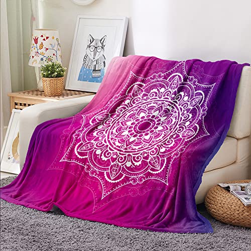 Treer Mandala Kuscheldecke Flauschige Decke Weiche Flanell Decke Warme Wohndecke aus Mikrofaser als Sofadecke, Couchdecke, Bettüberwurf, oder Tagesdecken Geeignet (150x200cm,Violett) von Treer