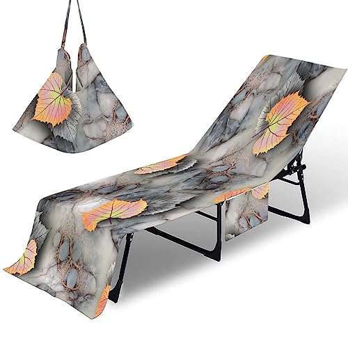 Treer Mikrofaser Sonnenliege Auflage, 3D-Tropenpflanzen Gartenliege Abdeckung, Frottee Schonbezug Gartenstuhl mit Taschen, Liegenauflagen für Schwimmbäder, Strände (Grau,210x75cm) von Treer