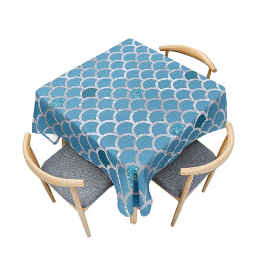 Treer Modern Farbenfroh Tischdecke Abwaschbar, Tischdecke Polyester Haben Lotuseffekt, Spritzfest Tischdecke für Küchendekoration Eckig Tablecloth Picknick im Freien (60x60cm,Blau) von Treer