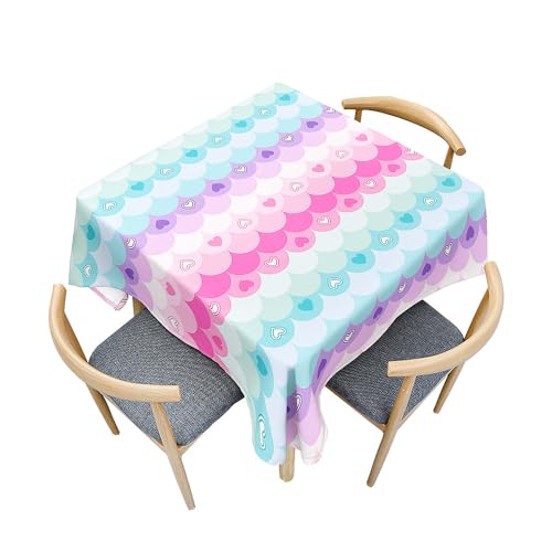 Treer Modern Farbenfroh Tischdecke Abwaschbar, Tischdecke Polyester Haben Lotuseffekt, Spritzfest Tischdecke für Küchendekoration Eckig Tablecloth Picknick im Freien (60x60cm,Blau Lila) von Treer