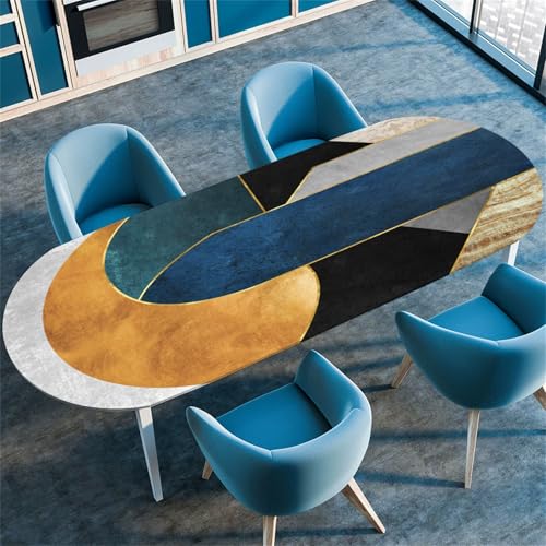 Treer Nordisches Schlichtes Design Tischdecke Oval, Lotuseffekt Tischdecken, Fleckschutz Gartentischdecke mit Elastischem Rand, Outdoor Küche Tischdecke Abwaschbar Picknick (Bunt,122x173cm) von Treer