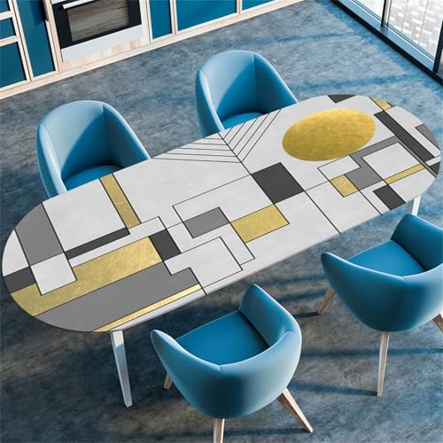Treer Nordisches Schlichtes Design Tischdecke Oval, Lotuseffekt Tischdecken, Fleckschutz Gartentischdecke mit Elastischem Rand, Outdoor Küche Tischdecke Abwaschbar Picknick (Grau1,132x229cm) von Treer