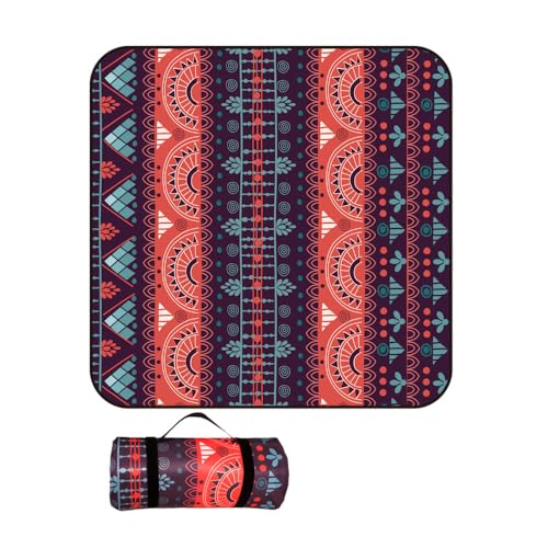 Treer Picknickdecke Wasserdicht isoliert Campingdecke Stranddecke Böhmischer Stil Faltbar Klein Groß Picknickmatte, für Outdoor Strand Camping Wandern Ausflüge (150x150 cm,Stil 5) von Treer