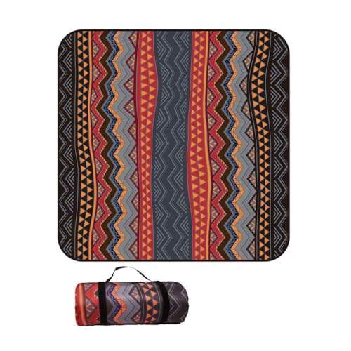 Treer Picknickdecke Wasserdicht isoliert Campingdecke Stranddecke Böhmischer Stil Faltbar Klein Groß Picknickmatte, für Outdoor Strand Camping Wandern Ausflüge (150x200 cm,Rot) von Treer