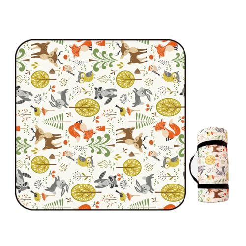 Treer Picknickdecke Wasserdicht isoliert Campingdecke Stranddecke Maschinenwaschbar Faltbar Klein Groß Picknickmatte, für Outdoor Strand Camping Wandern Ausflüge (150x200 cm,Fuchs) von Treer