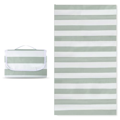 Treer Picknickdecke Wasserdicht isoliert Campingdecke Stranddecke Modern Plaid Stil Faltbar Klein Groß Picknickmatte, für Outdoor Strand Camping Wandern Ausflüge (200x200cm,Streifen) von Treer