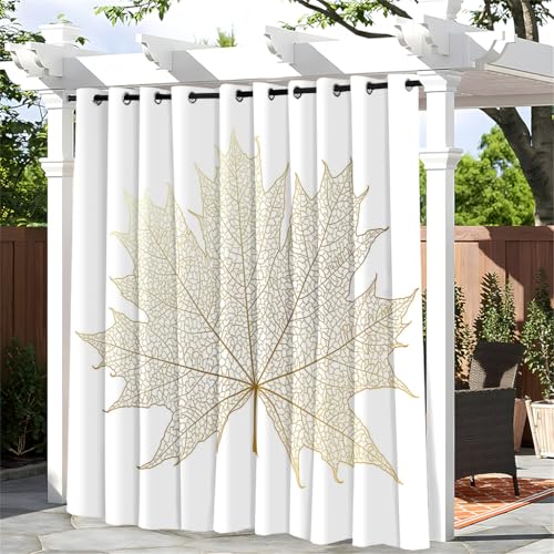 Treer Pilzmuster Outdoor Vorhang mit Ösen, Wasserdicht Blickdicht Outdoorvorhänge Sichtschutz Sonnenschutz für Patio Balkon Terrasse Garten Pavillon (Ahornblatt 5,W180*L243cm) von Treer