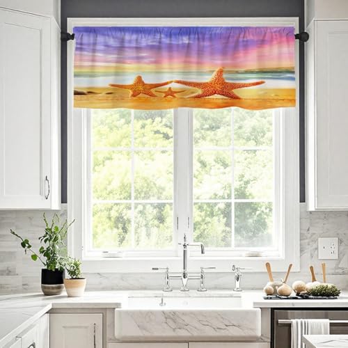Treer Scheibengardine 1 Stück H 45 x B 137 (cm) 3D Muschel Gardinen Kurz Vorhänge Modern Verdunklungsvorhänge, Vorhang Blickdicht Waschbar Curtains für Küchen & Schlafzimmer (Lila,54x17.7in) von Treer