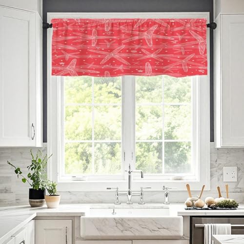 Treer Scheibengardine 1 Stück H 45 x B 137 (cm) 3D Muschel Gardinen Kurz Vorhänge Modern Verdunklungsvorhänge, Vorhang Blickdicht Waschbar Curtains für Küchen & Schlafzimmer (Rosa,54x17.7in) von Treer