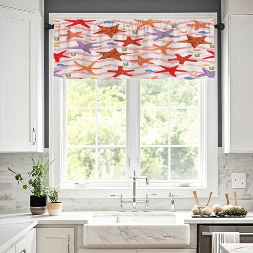 Treer Scheibengardine 1 Stück H 45 x B 137 (cm) 3D Muschel Gardinen Kurz Vorhänge Modern Verdunklungsvorhänge, Vorhang Blickdicht Waschbar Curtains für Küchen & Schlafzimmer (Hellrosa,54x17.7in) von Treer