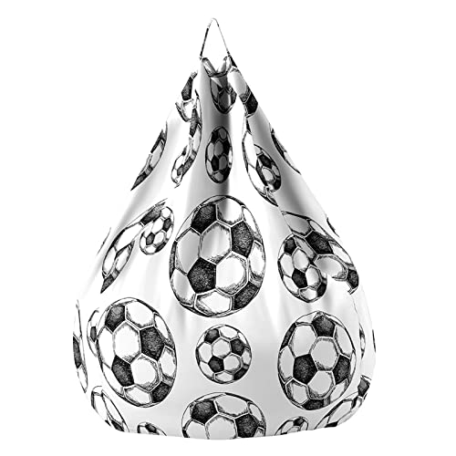 Treer Sitzsack Bezug Ohne Füllung, Fußball Muster Sitzsackbezug für Erwachsene & Kinder, Sitzsack Stuhlbezug Sitzsackhülle Ohne Innensack Sitzsackhüllenbezug (90x110cm,Fußball 1) von Treer