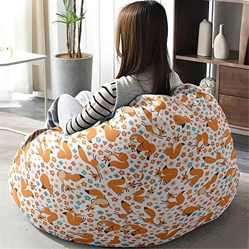 Treer Sitzsack Bezug Ohne Füllung, Karikatur Muster Sitzsackbezug für Erwachsene und Kinder, Sitzsack Stuhlbezug Sitzsackhülle Ohne Innensack Sitzsackhüllenbezug (100x120cm,Floral) von Treer