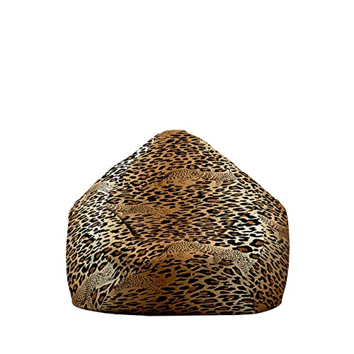 Treer Sitzsack Bezug Ohne Füllung, Leopard Muster Weich Sitzsackbezug für Erwachsene und Kinder, Sitzsack Stuhlbezug Sitzsackhülle Ohne Innensack Sitzsackhüllenbezug (100x120cm,Gelb) von Treer