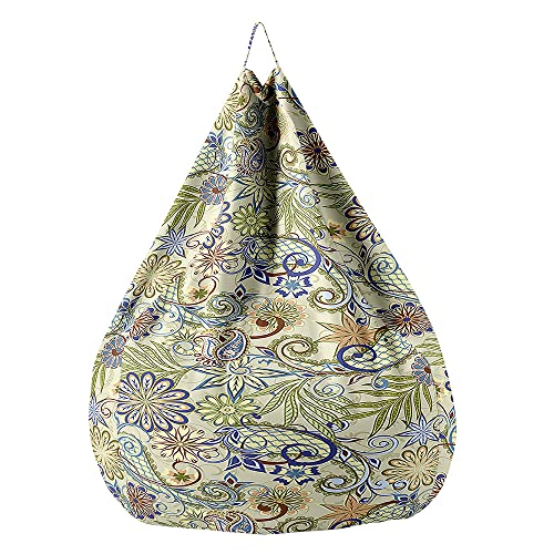 Treer Sitzsack Bezug ohne Füllung Kinder Erwachsene Sitzsackbezug mit Retro-Klassiker Paisley Muster Abnehmbarer Waschbar Sitzsack Außenbezug Spielzeug Aufbewahrungstasche (100x120cm,Grün) von Treer