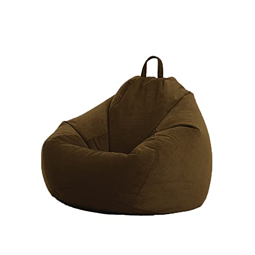 Treer Sitzsack Bezug ohne Füllung aus Cord Einfarbig Weich Lazy Sofa Sitzsack-Abdeckung Sitzsackhülle Abnehmbarer Indoor Sitzsack Bezug Reißverschluss Aufbewahrungstasche (Braun,90x110cm) von Treer