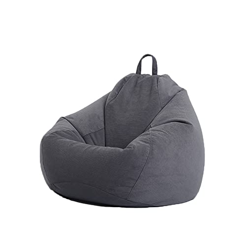 Treer Sitzsack Bezug ohne Füllung aus Cord Einfarbig Weich Lazy Sofa Sitzsack-Abdeckung Sitzsackhülle Abnehmbarer Indoor Sitzsack Bezug Reißverschluss Aufbewahrungstasche (Dunkelgrau,100x120cm) von Treer
