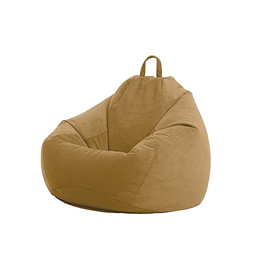 Treer Sitzsack Bezug ohne Füllung aus Cord Einfarbig Weich Lazy Sofa Sitzsack-Abdeckung Sitzsackhülle Abnehmbarer Indoor Sitzsack Bezug Reißverschluss Aufbewahrungstasche (Khaki,100x120cm) von Treer