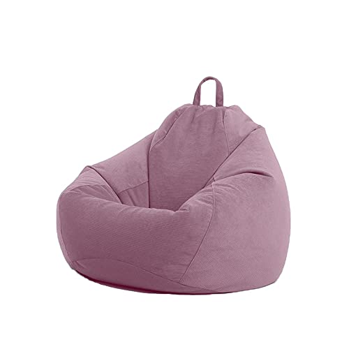 Treer Sitzsack Bezug ohne Füllung aus Cord Einfarbig Weich Lazy Sofa Sitzsack-Abdeckung Sitzsackhülle Abnehmbarer Indoor Sitzsack Bezug Reißverschluss Aufbewahrungstasche (Pink Lila,75x95cm) von Treer