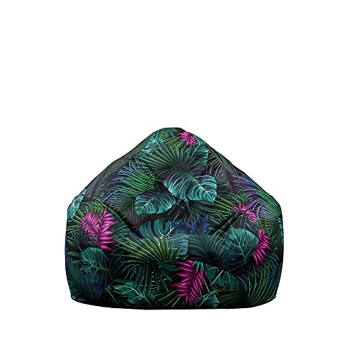 Treer Sitzsack ohne Füllung Kinder Erwachsene, 3D Pflanzen Lazy Bean Bag, ohne Innensack Sitzsäcke Sitzsackbezug, Spielzeug Aufbewahrung Sitzkissen mit Reißverschlus (L:90x110,Tropische Pflanzen) von Treer