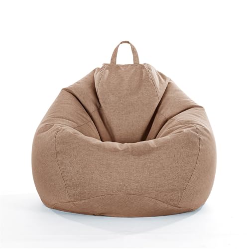 Treer Sitzsack ohne Füllung Lazy Lounger Bean Bag Chair Cover, Einfarbig Leinen Sitzsäcke Sitzsackbezug, Spielzeug Aufbewahrung Sitzkissen für Kinder & Erwachsene (80x90 cm,Kamel) von Treer