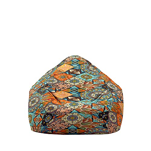 Treer Sitzsack ohne Füllung für Kinder & Erwachsene, 3D-Boho-Stil Lazy Bean Bag Sitzsäcke Sitzsackbezug, Spielzeug Aufbewahrung Sitzkissen mit Reißverschlus & Cord (70x80cm,Diamant) von Treer