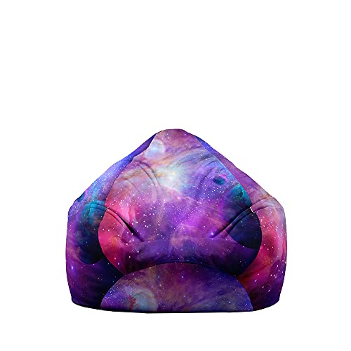 Treer Sitzsack ohne Füllung für Kinder & Erwachsene, 3D-Sternenhimmeldruck Lazy Bean Bag Sitzsäcke Sitzsackbezug, Spielzeug Aufbewahrung Sitzkissen mit Reißverschlus (90x110cm,Sterne und Wolken) von Treer