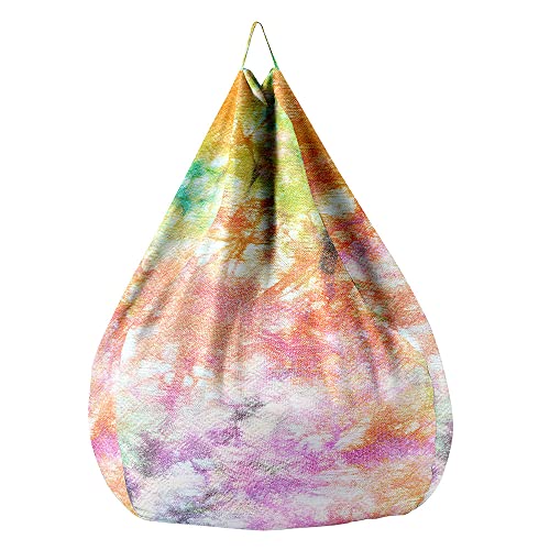 Treer Sitzsackbezug ohne Füllung für Kinder Erwachsener Modern Tie-Dye-Druck Sitzsack Bezug Groß Abnehmbarer Waschbar Sitzsack Außenbezug Spielzeug Aufbewahrungstasche (90x110cm,Gelb) von Treer