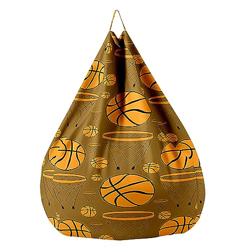 Treer Sitzsackhülle Ohne Füllung, Basketball Muster Weich Sitzsack Hülle Sitzsackbezug Sitzsack Bezug Lazy Bean Bag Sitzsack Stuhlbezug für Erwachsene Kinder (100x120cm,Basketball) von Treer