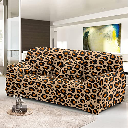 Treer Sofaüberzug Stretch 1 2 3 4 Sitzer, Leopard Muster Sofabezug Elastisch Universal Schonbezug Sofa Antirutsch Sofa Hussen Spandex Sofaschoner Sofahusse (Leopard Muster,2 Sitzer) von Treer