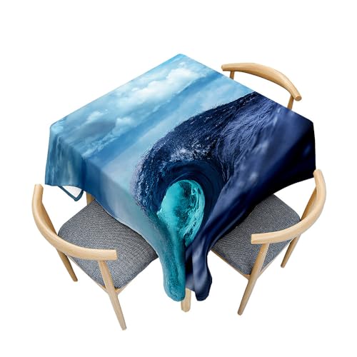 Treer Sommer Strand Druck Tischdecke Abwaschbar, Tischdecke Polyester Haben Lotuseffekt, Spritzfest Tischdecke für Küchendekoration Eckig Tablecloth Picknick im Freien (140x140cm,Strudel) von Treer