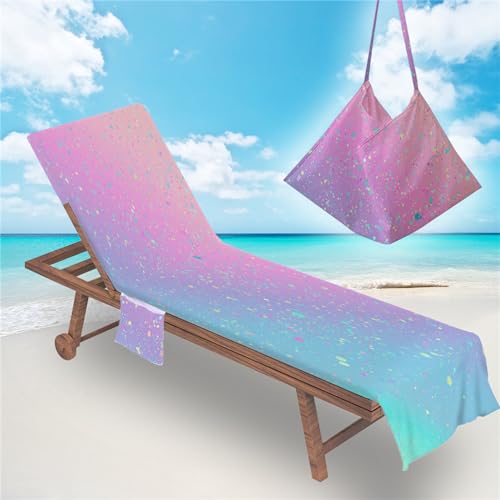 Treer Sonnenliege Auflage, Tie-Dye Gartenliege Abdeckung, Frottee Schonbezug Gartenstuhl mit 2 Taschen, für Schwimmbäder Strände Gartenhotels Liegenauflagen (75x210cm,Hellblau) von Treer