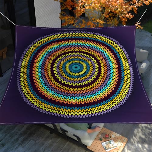 Treer Sonnensegel Rechteckig Wasserdicht, 3D Abstrakt Druck PES Sonnenschutz Strand Markise Reißfest Wetterfest UV-Schut für Garten Balkon Terrasse (Dunkelblau,150x150cm) von Treer