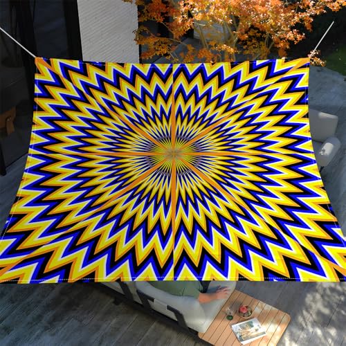 Treer Sonnensegel Rechteckig Wasserdicht, 3D Abstrakt Druck PES Sonnenschutz Strand Markise Reißfest Wetterfest UV-Schut für Garten Balkon Terrasse (Gelb Blau,180x180cm) von Treer